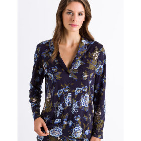 Hanro - Zahra natskjorte langt ærme big flower print