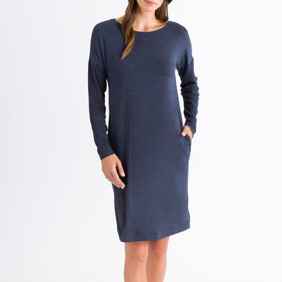 Hanro - Natural Elegance kjole langt ærme crown blue