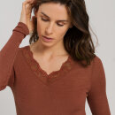 Hanro - Woolen Lace T-shirt langt ærme marsala