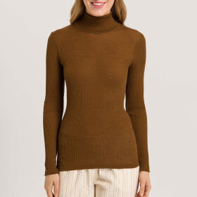 Hanro - Ellis T-Shirt rullekrave uld/silke gingerbread