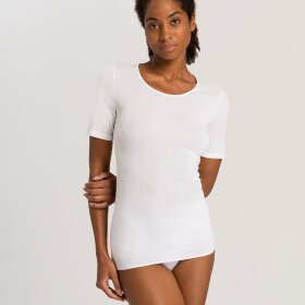 Hanro - - Cotton Seamless T-shirt rund hals 1/4 ærme white