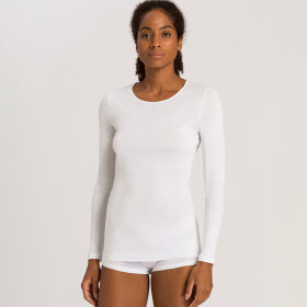Hanro - - Cotton Seamless T-Shirt rund hals langt ærme white