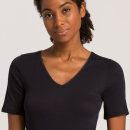 Hanro - - Cotton Seamless T-Shirt V hals 1/4 ærme black